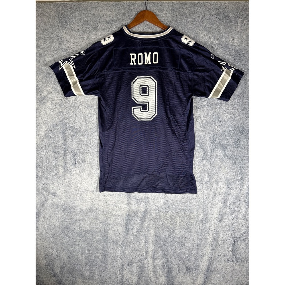 Reebok NFL Dallas Cowboys Tony Romo 9 Jersey Youth XL Navy Blue Football Onfield - Picture 11 of 16